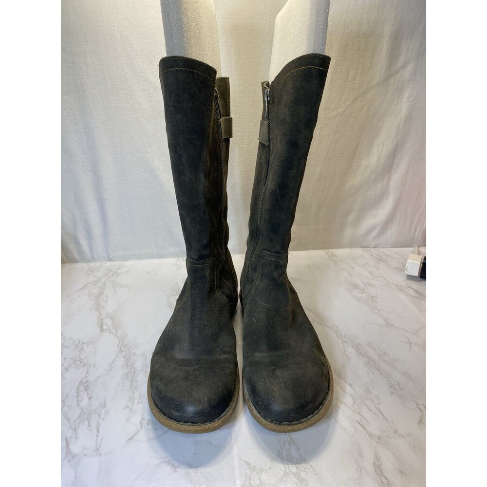 Born Tonic Mid Calf Boots Womens Rustic Gray Size 10 Side Zip Leather - Picture 8 of 9